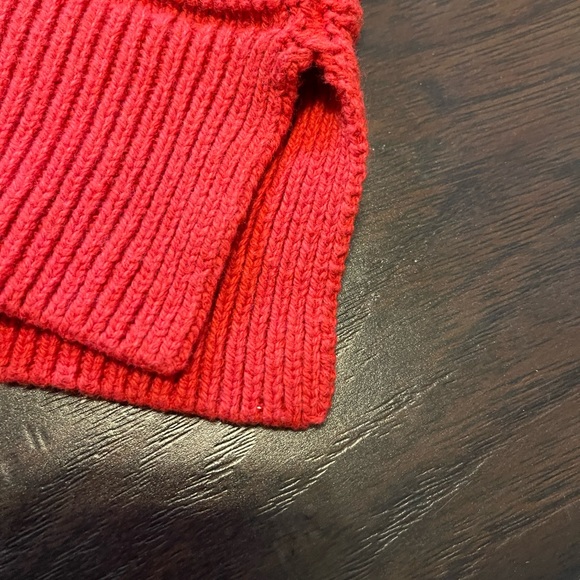 Madewell Ruffle Chunky horizontal Knit Pullover Sweater | Red | Size XS - Picture 4 of 4